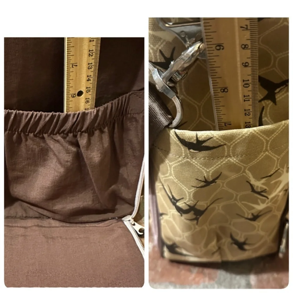 Petunia Pickle Bottom Diaper Bag Coated Canvas Swallow Bird Design One Strap